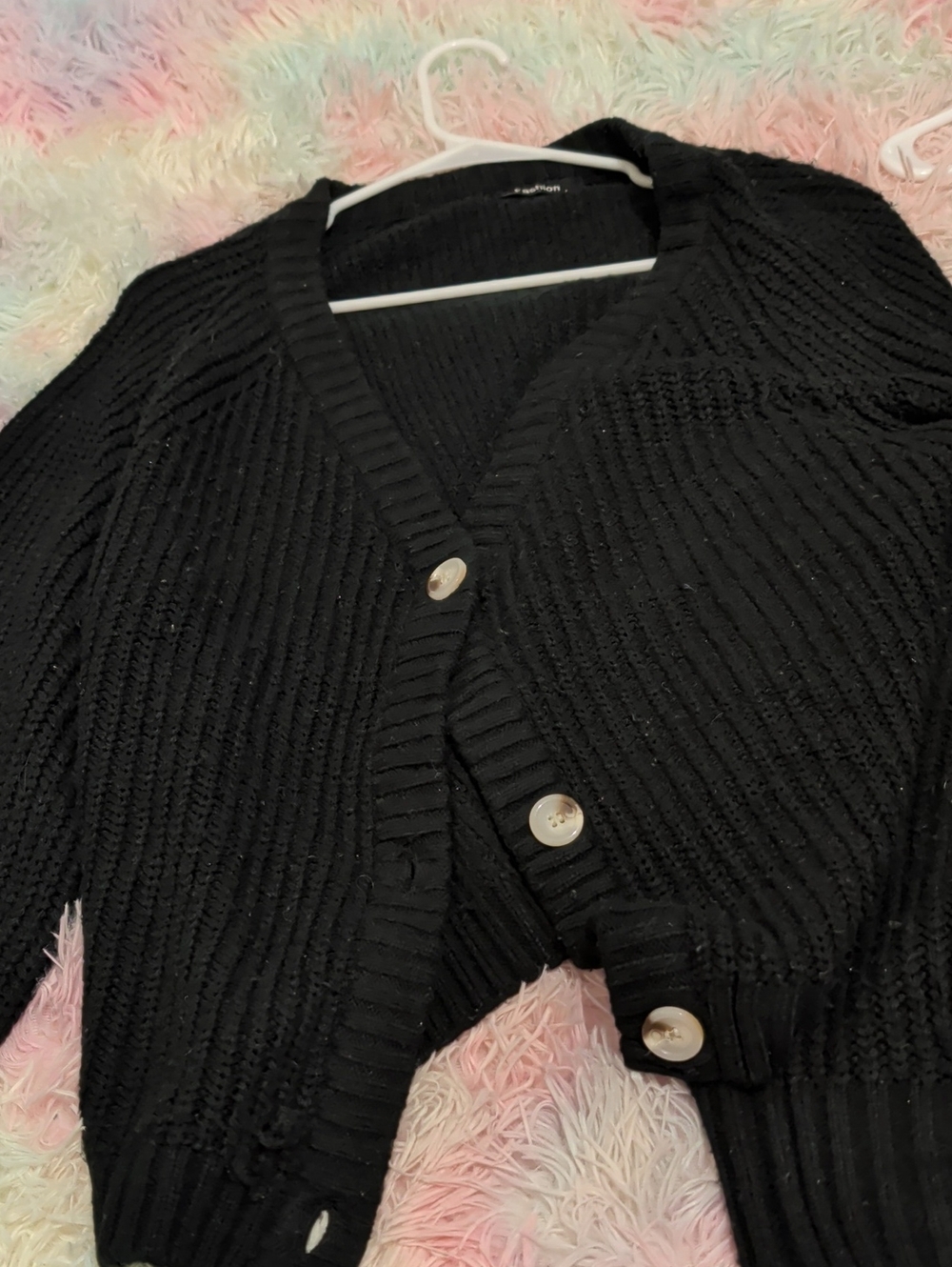 Black Button-Front Women's Knit Sweater Cardigan